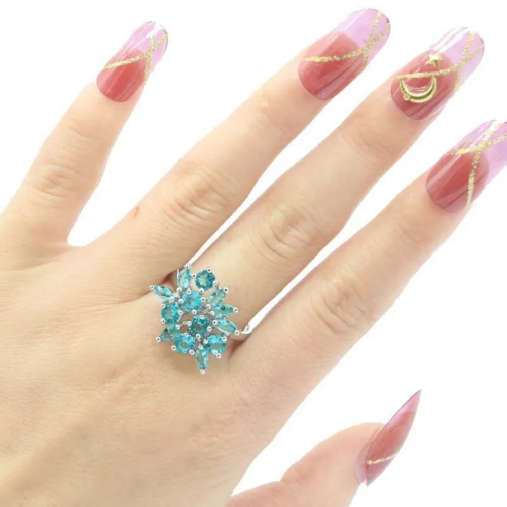 New size 9 aquamarine cz sterling silver ring - Picture 2 of 3